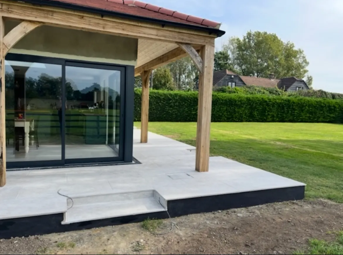 Garden room floor at the Marsh Gibbon project